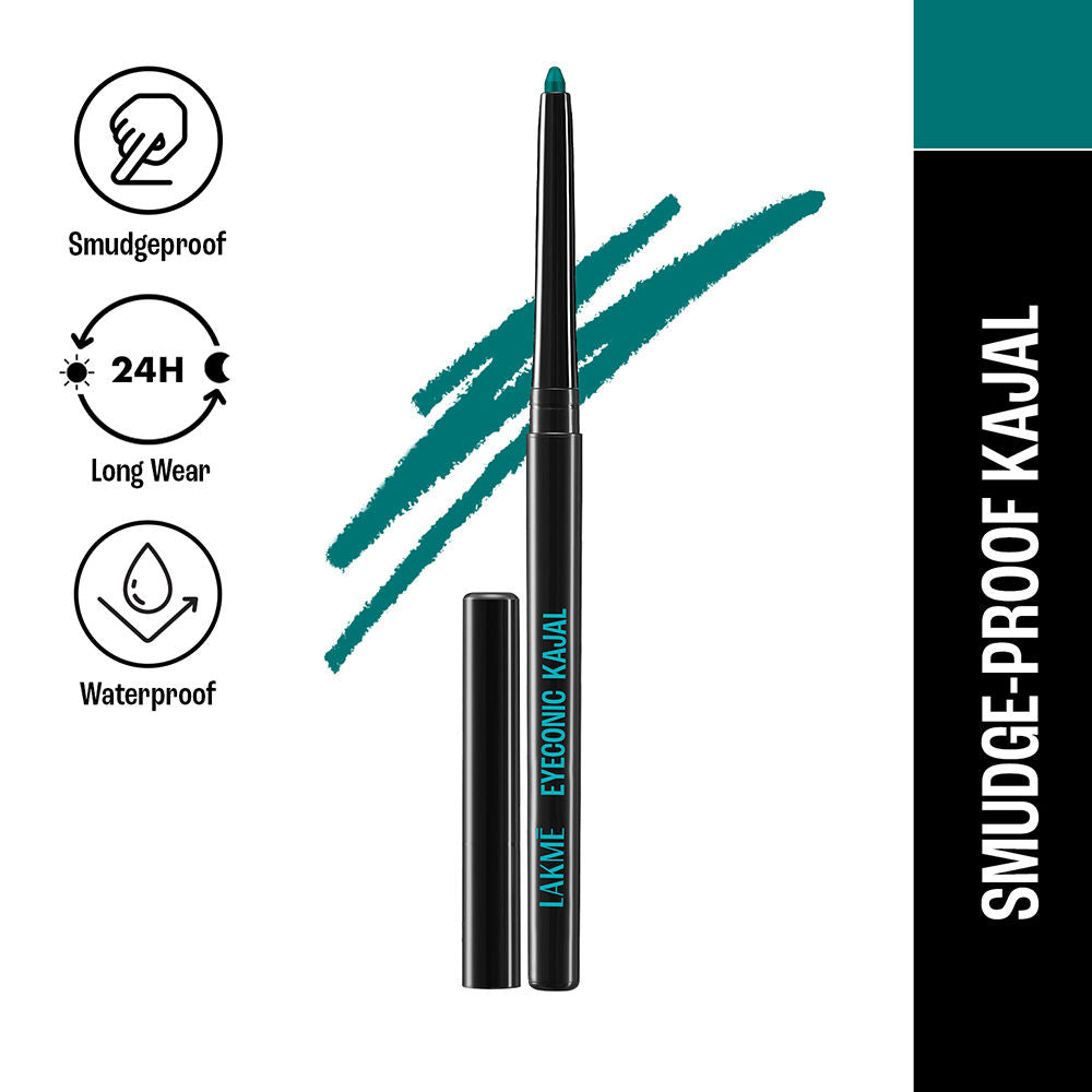 Lakme 9 to 5 Eyeconic Kajal, Waterproof, Smudgeproof, lasts 24 Hrs, Sparkling Black