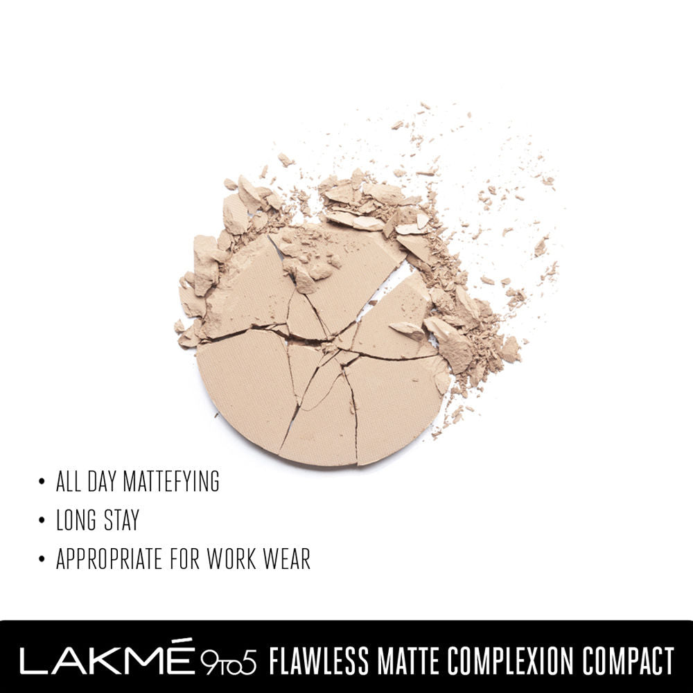 Lakme 9 To 5 Powerplay Matte Compact, Oil Control Formula, With Vitamin E
