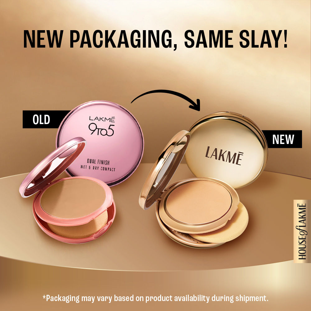 Lakme 9 To 5 Unreal Dual Cover Pressed Powder, 2 In 1 Compact + Foundation