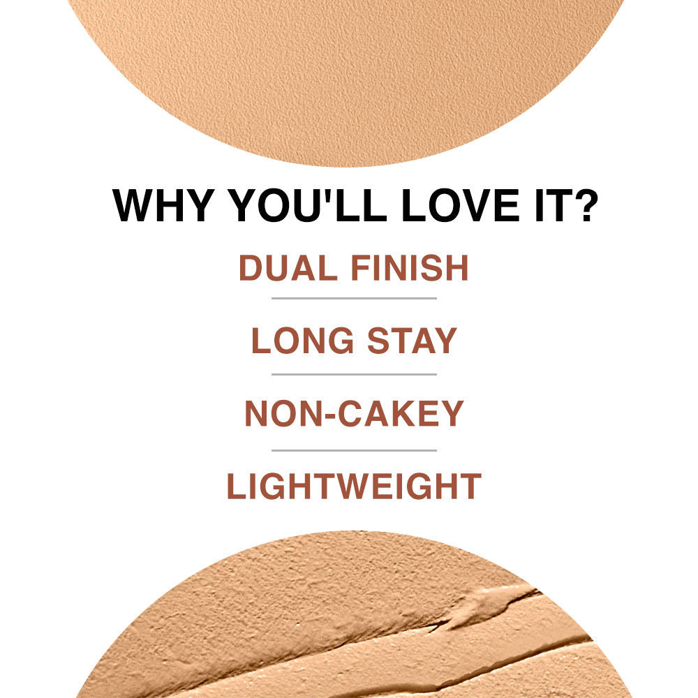 Lakme 9 To 5 Unreal Dual Cover Pressed Powder, 2 In 1 Compact + Foundation