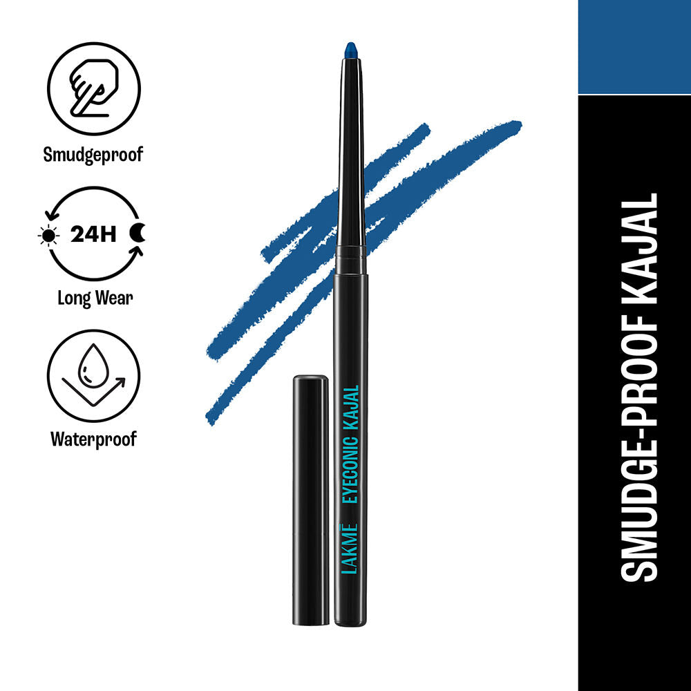 Lakme 9 to 5 Eyeconic Kajal, Waterproof, Smudgeproof, lasts 24 Hrs, Sparkling Black