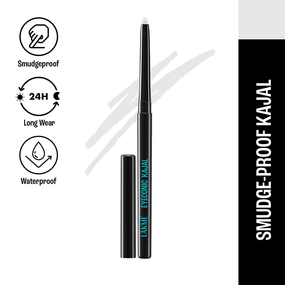 Lakme 9 to 5 Eyeconic Kajal, Waterproof, Smudgeproof, lasts 24 Hrs, Sparkling Black