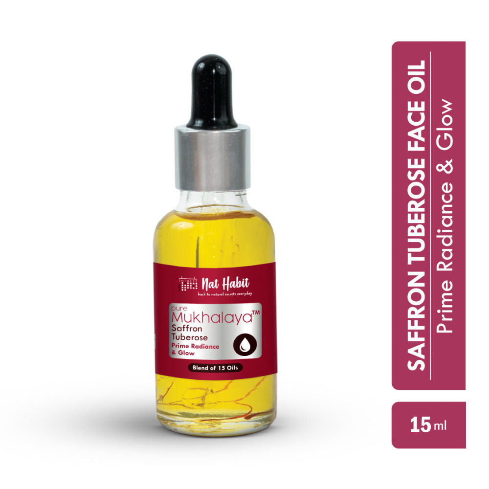 Nat Habit Pure Saffron Tuberose Face Oil For Glowing Skin, Radiance & Glow Facial Oil Mukhalaya
