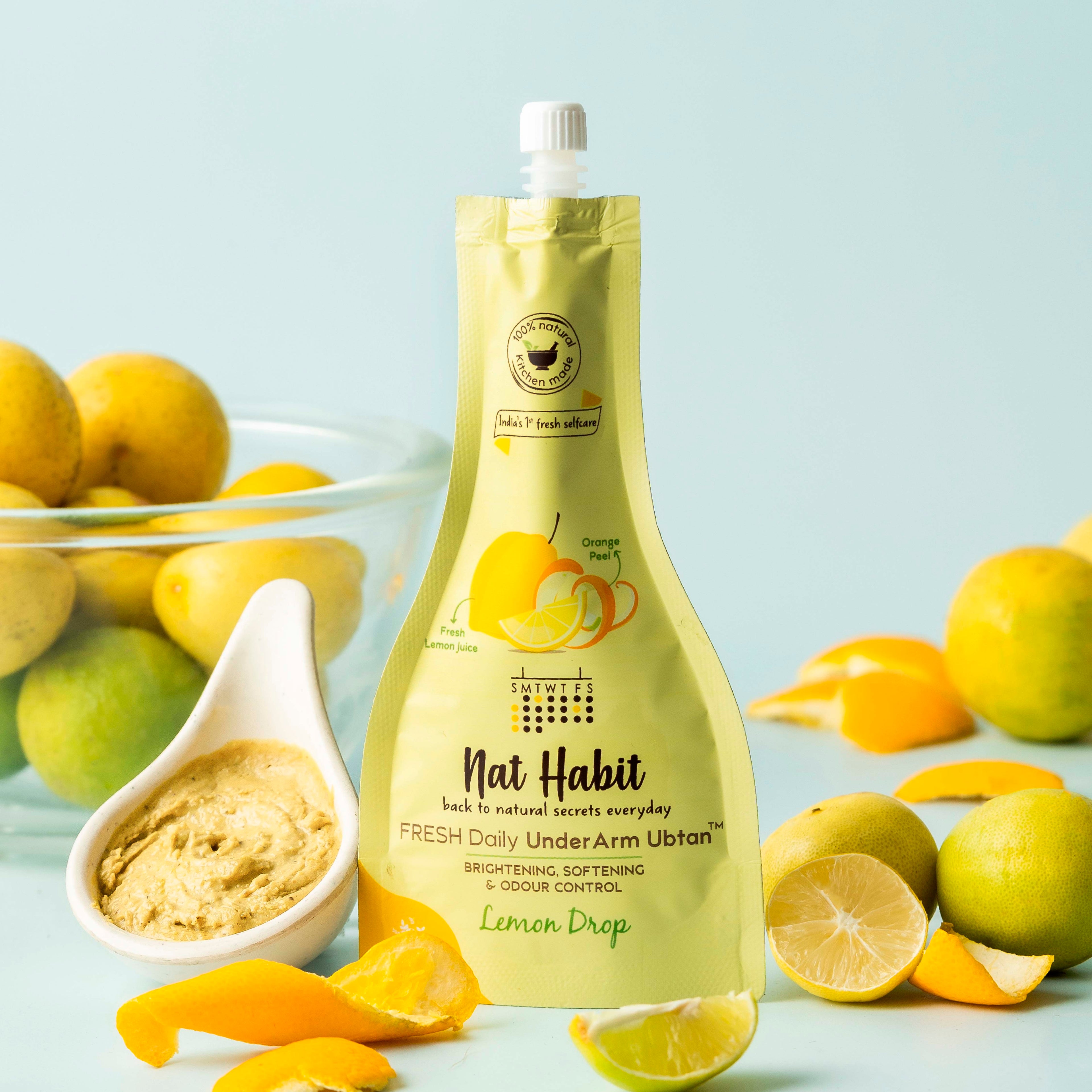 Nat Habit Fresh Lemon Drop Underarm Ubtan 4-in-1 Scrub