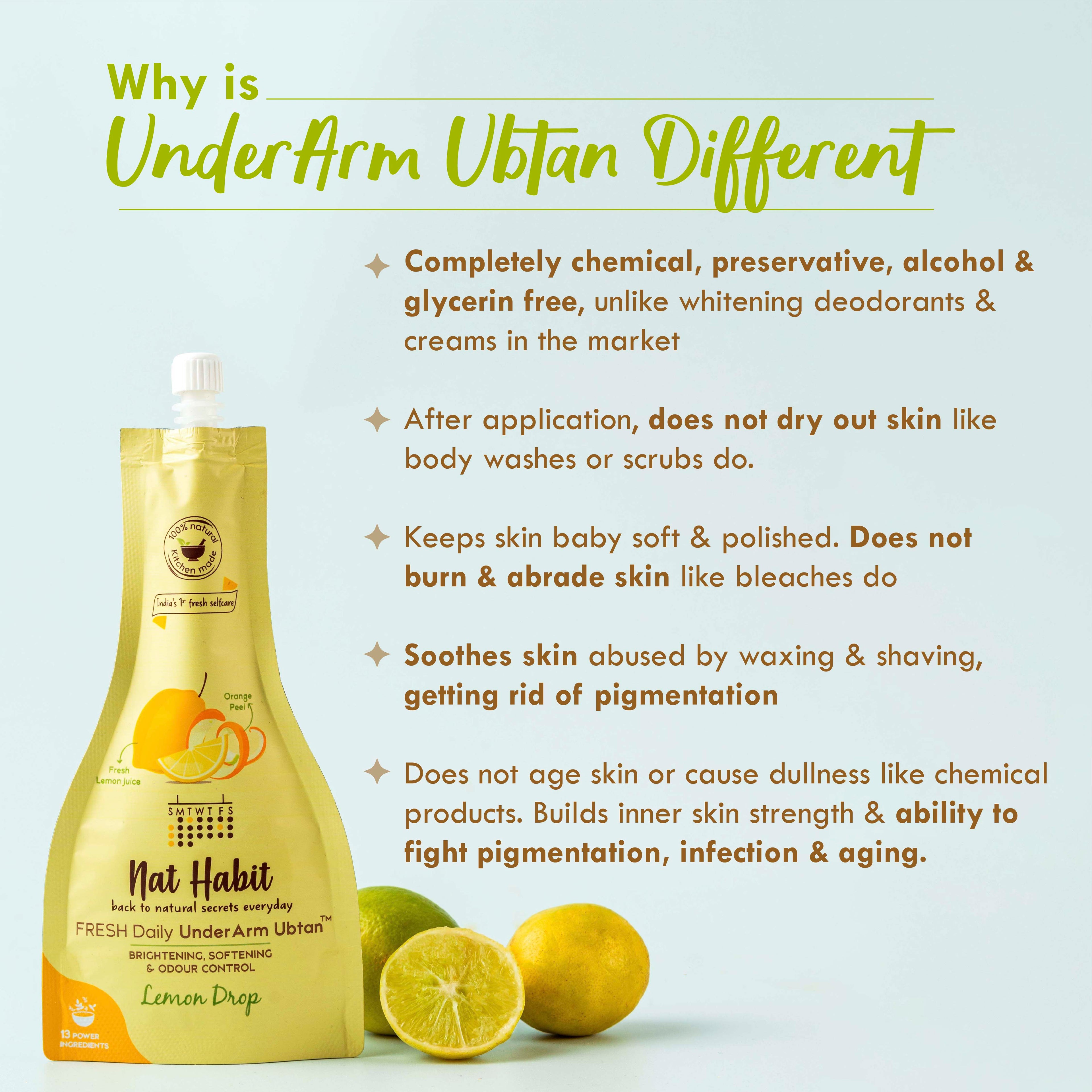 Nat Habit Fresh Lemon Drop Underarm Ubtan 4-in-1 Scrub