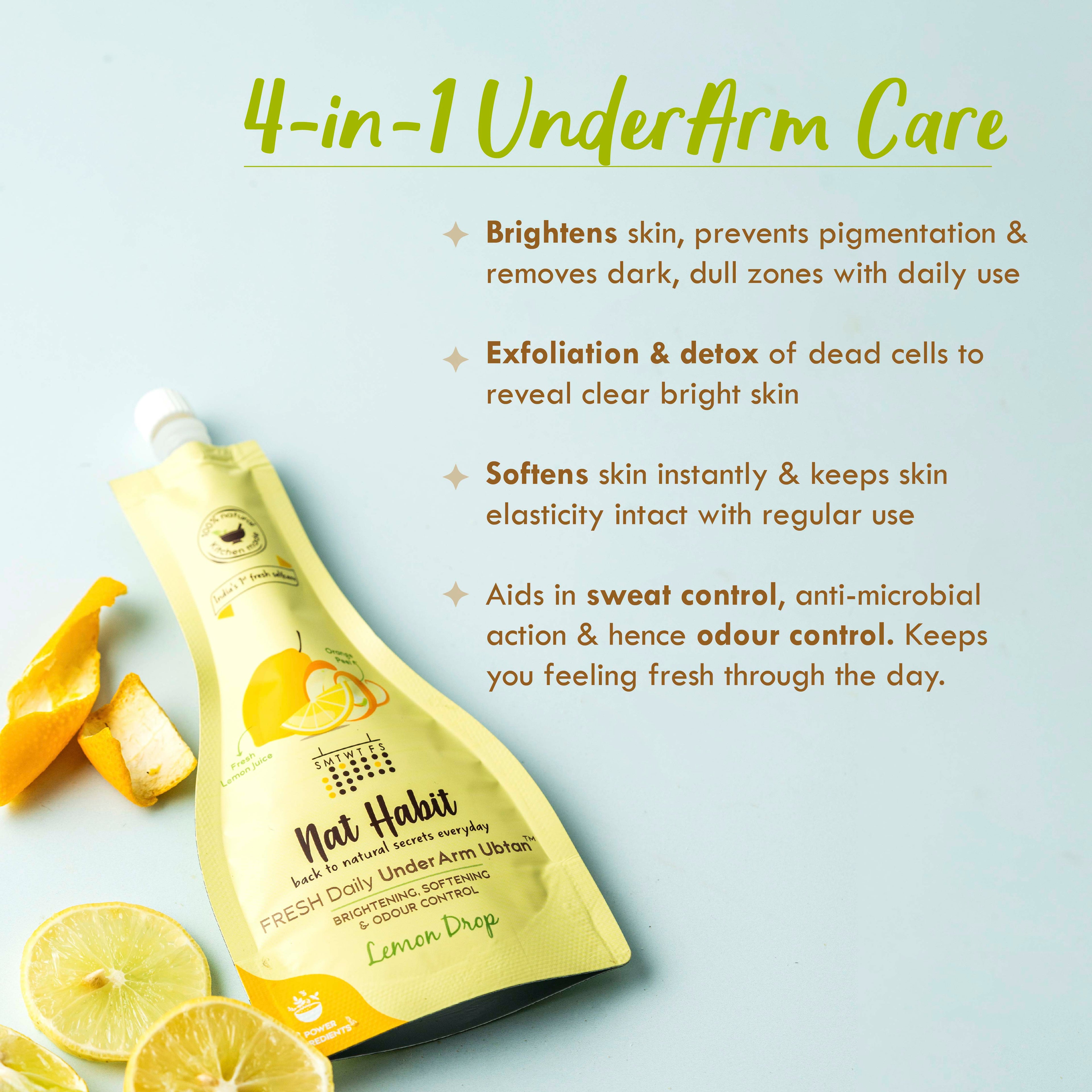 Nat Habit Fresh Lemon Drop Underarm Ubtan 4-in-1 Scrub