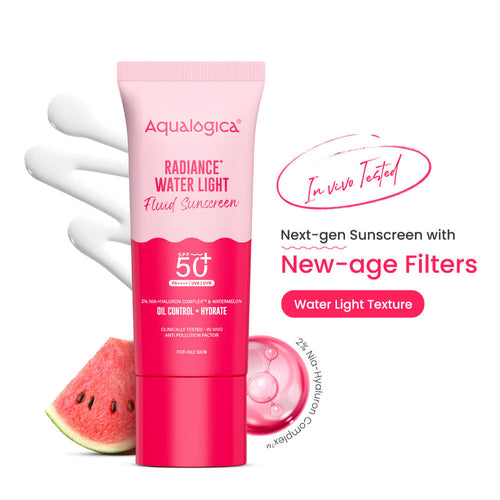 Aqualogica Radiance Fluid Sunscreen SPF50+ PA++++ with Niacinamide & Watermelon For Oily Skin