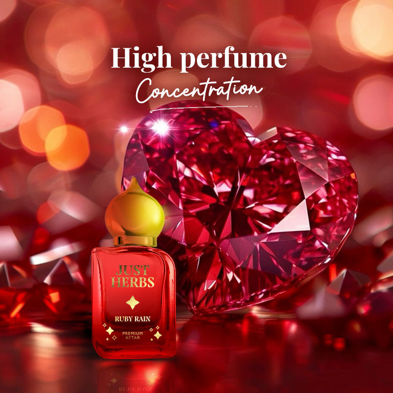 Just Herbs Handcrafted Long Lasting Ruby Rain Premium Attar