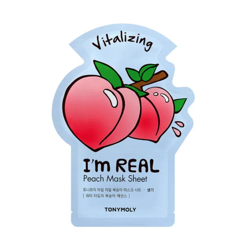 TONYMOLY Korean I'm Peach Face Sheet Mask to Revitalize & Refresh Dull, Tired Skin