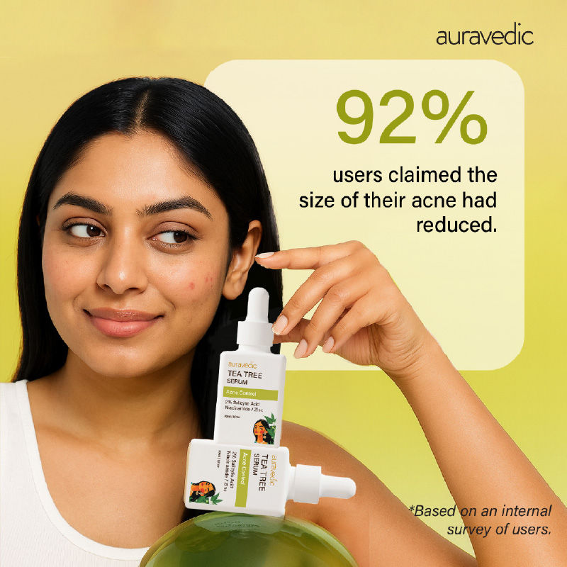 Auravedic Tea Tree Oil Salicylic acid Face Serum for Acne Prone Skin Pore Minimizing Serum
