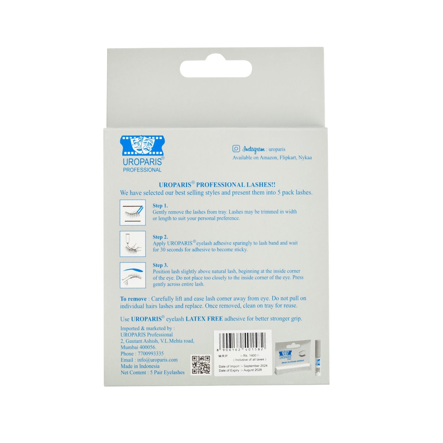 Uroparis Human Hair Eyelashes 51 - Black