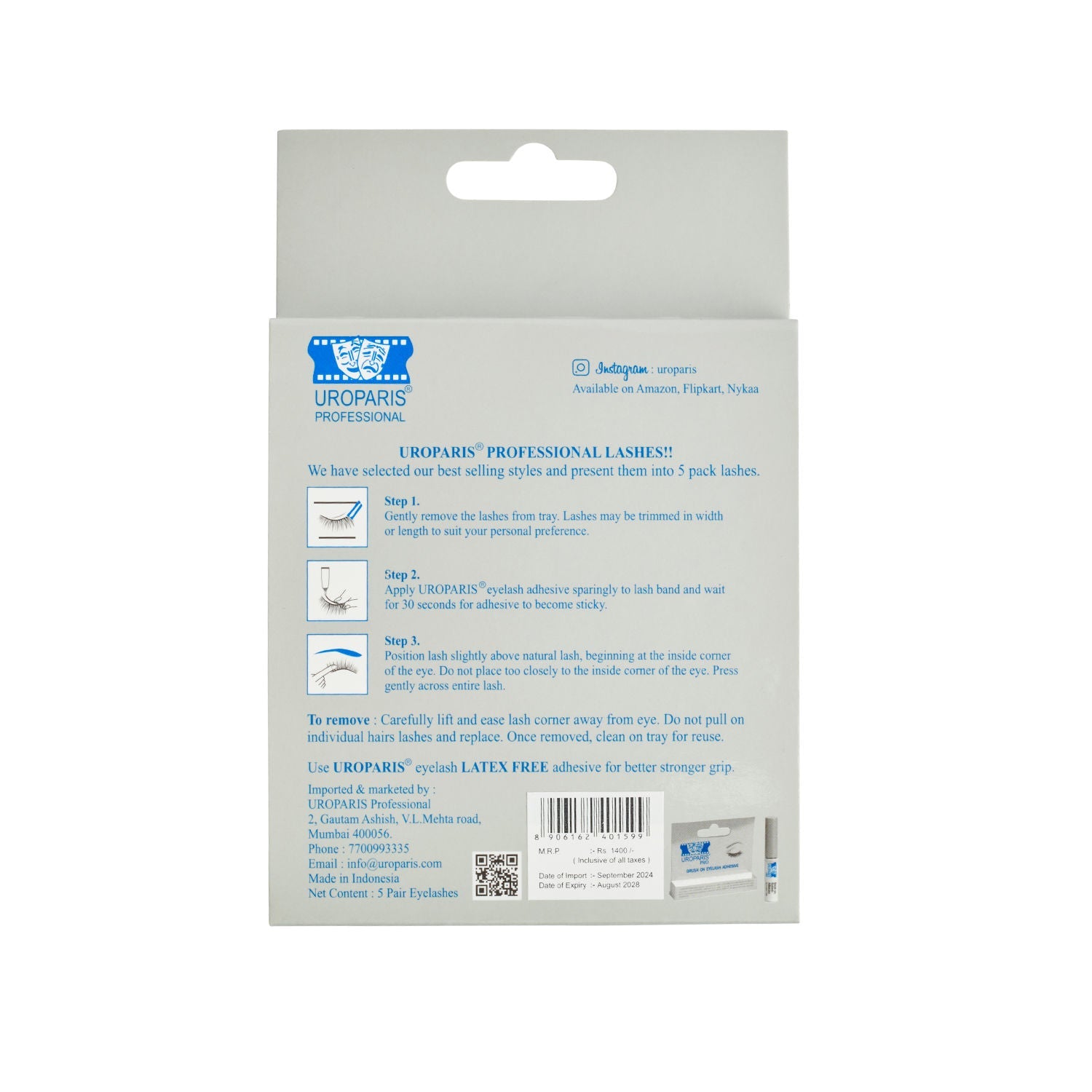 Uroparis Human Hair Eyelashes 55 - Black