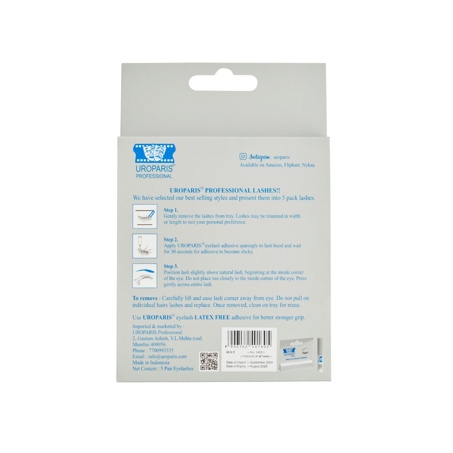 Uroparis Human Hair Eyelashes 56 - Black