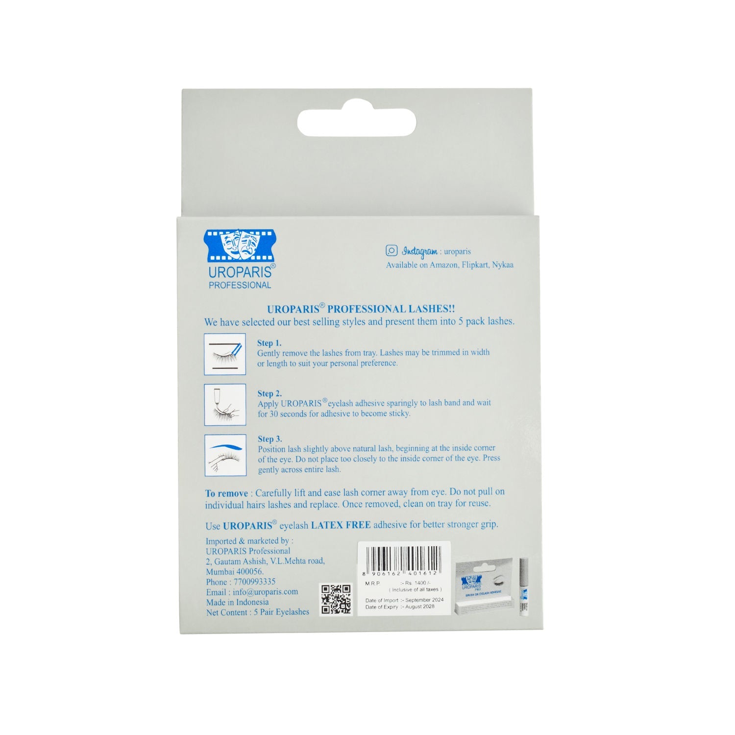 Uroparis Human Hair Eyelashes 57 - Black