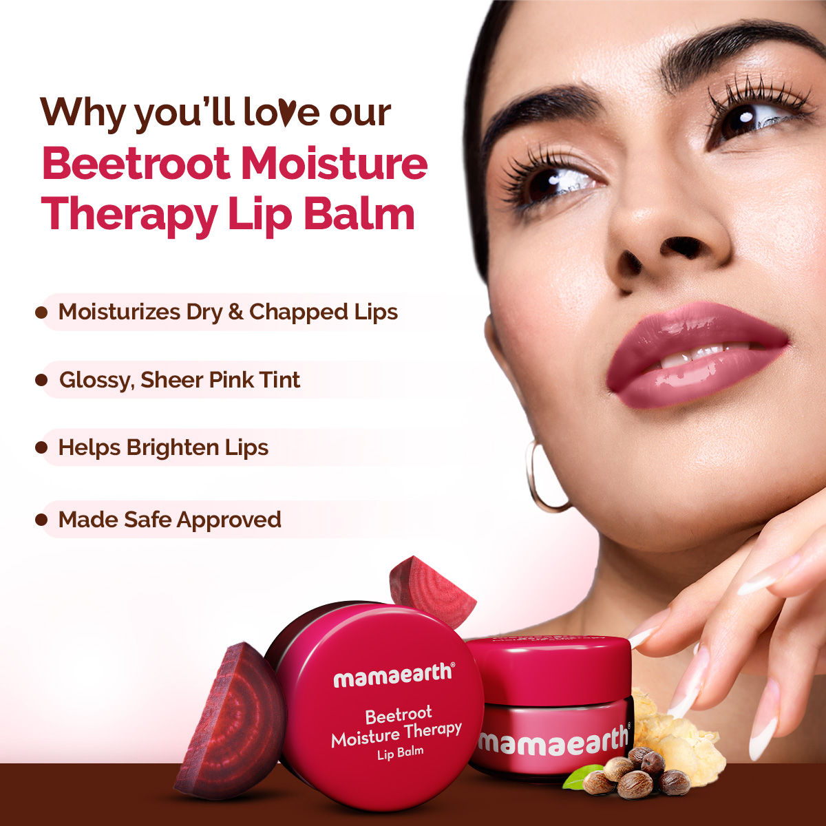 Mamaearth Beetroot Moisture Therapy Lip Balm with Hyaluronic Acid for Dry and Chapped Lips