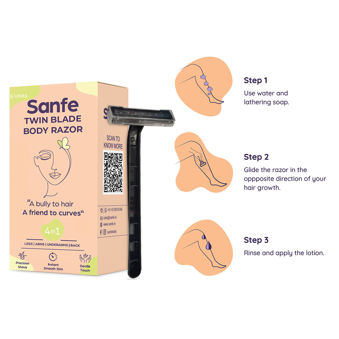 Sanfe Twin Blade Body Razor A Bully To Hair A Friend To Curves 4 in 1