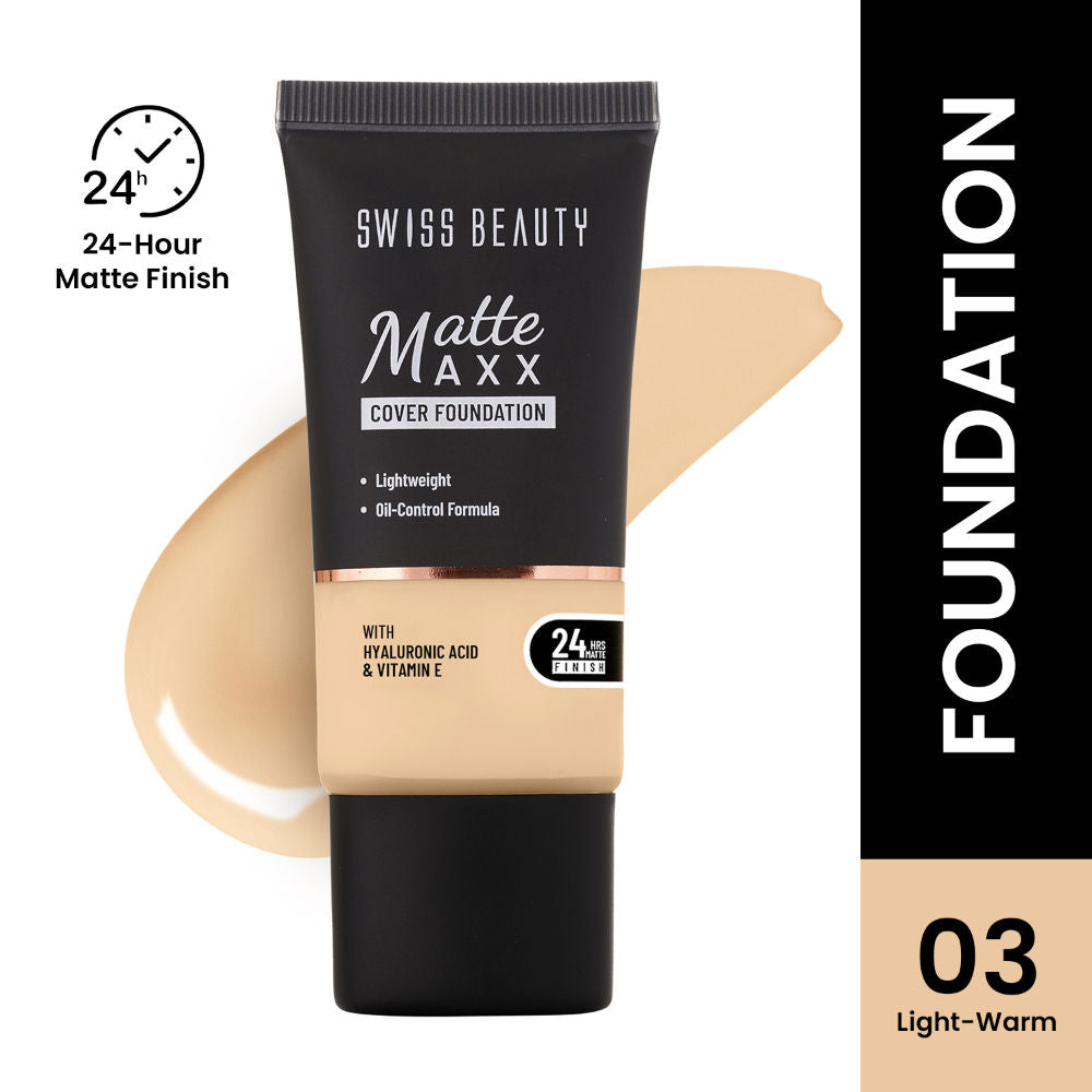 Swiss Beauty Matte Maxx Cover Foundation with Hyaluronic Acid & Vitamin E