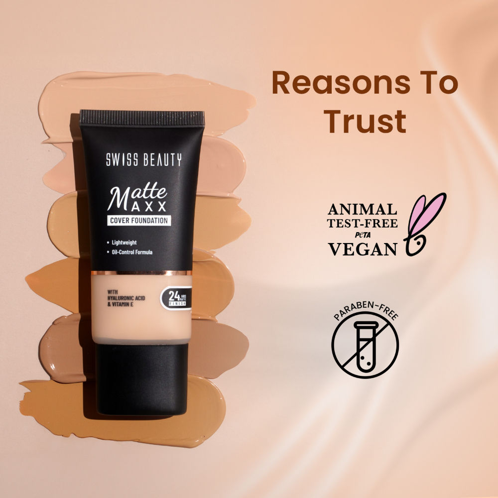 Swiss Beauty Matte Maxx Cover Foundation with Hyaluronic Acid & Vitamin E