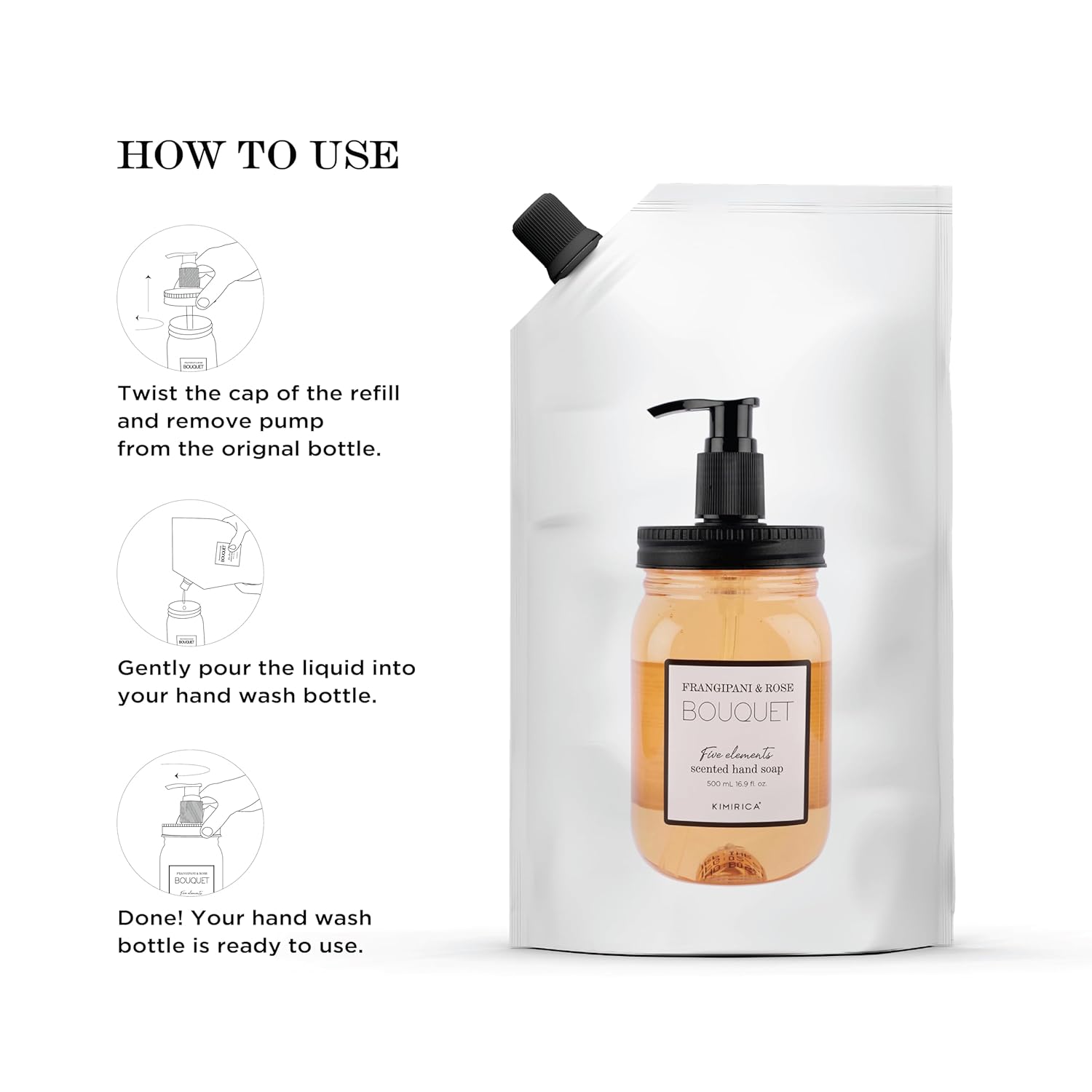 Kimirica Bouquet Frangipani & Rose Hand Wash Refill Pack