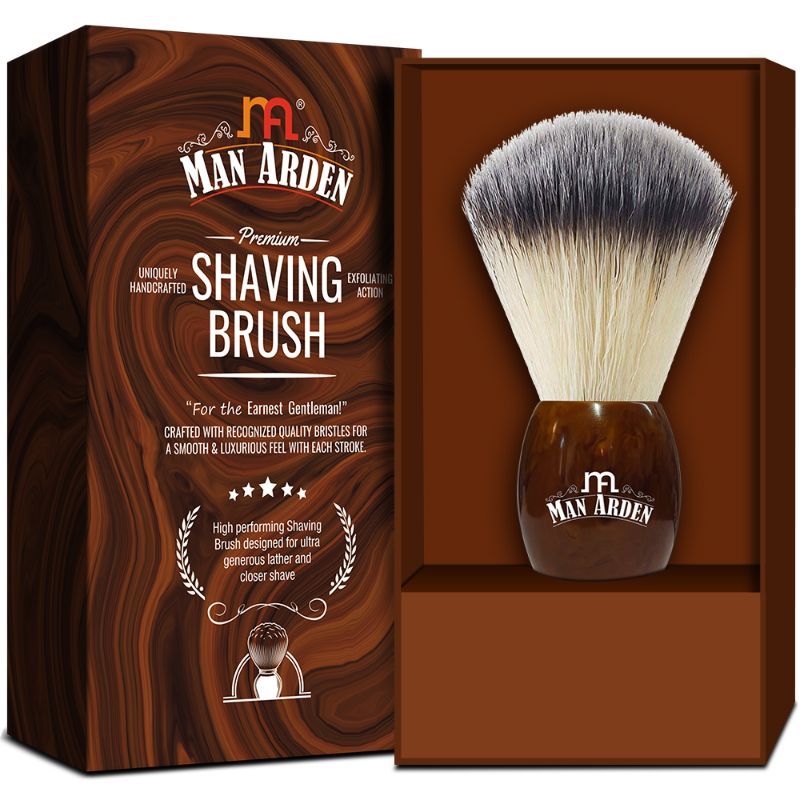 Man Arden Vintage Finish Premium Shaving Brush With Ultra Soft & Absorbent Bristles Long Handle