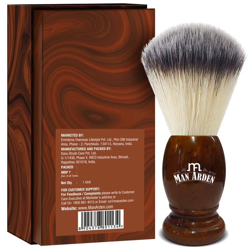 Man Arden Vintage Finish Premium Shaving Brush With Ultra Soft & Absorbent Bristles Long Handle