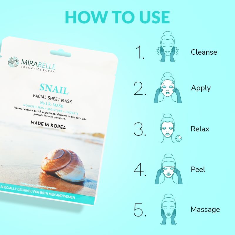 Mirabelle Snail Facial Sheet Mask For Intense Hydration & Remove Dark Spots