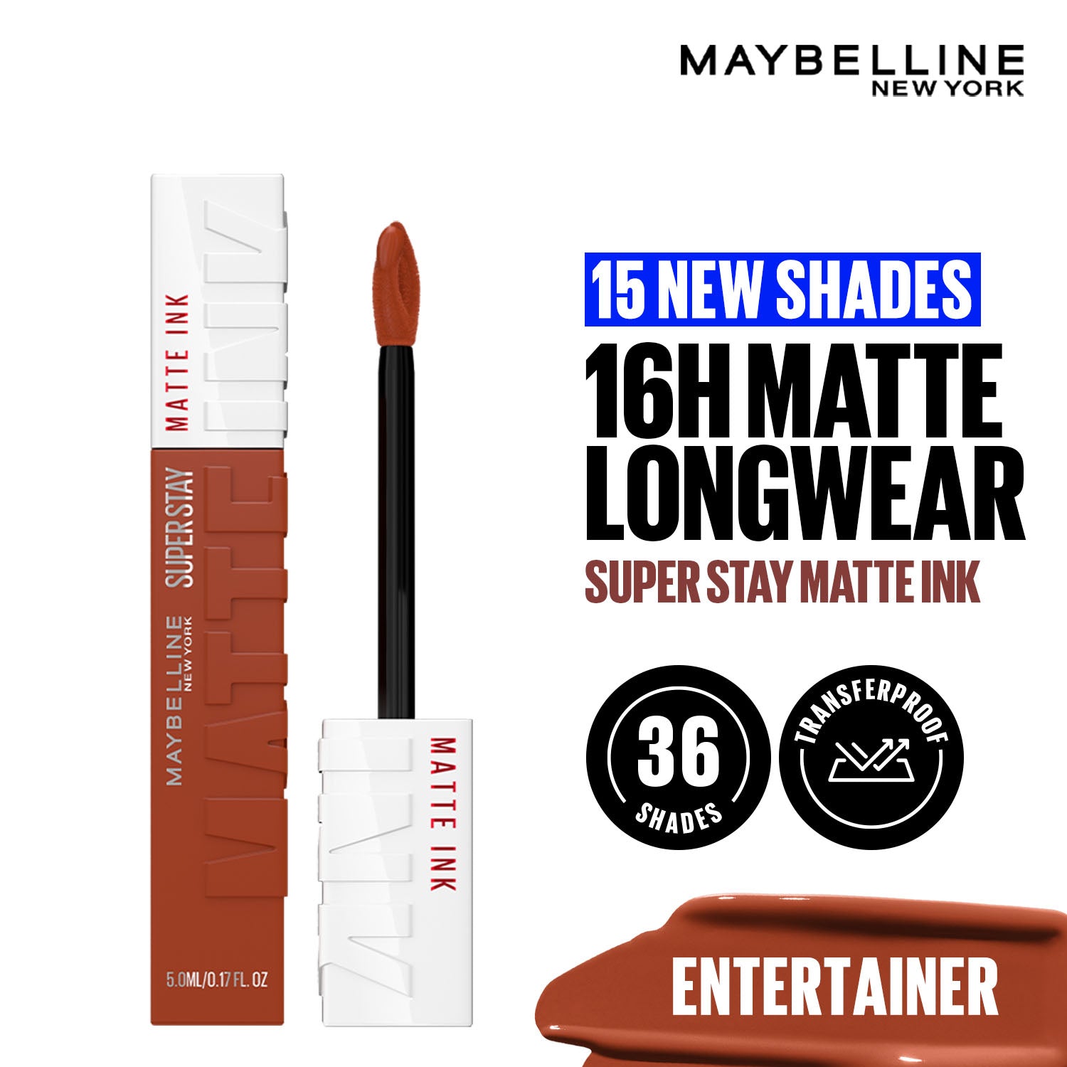 Maybelline New York Super Stay Matte Ink Liquid Lipstick, Lasts Up to 16 Hours - 15 Lover
