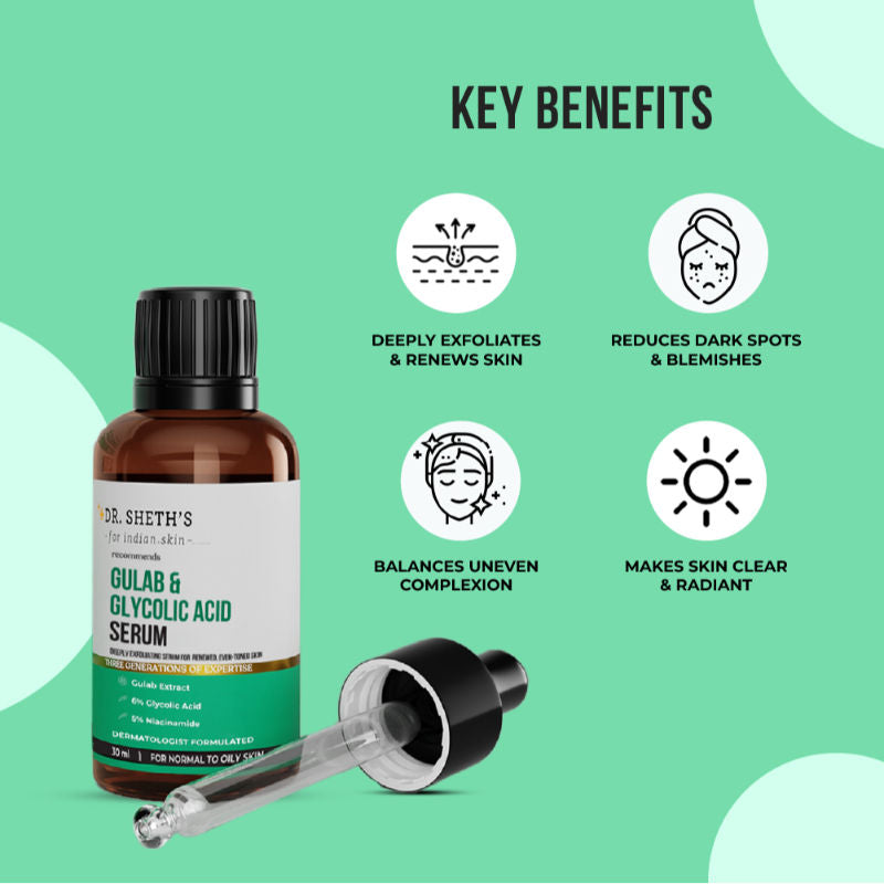 Dr. Sheth's Gulab and 6% Glycolic Acid Serum to Brighten and Improve Skin Texture