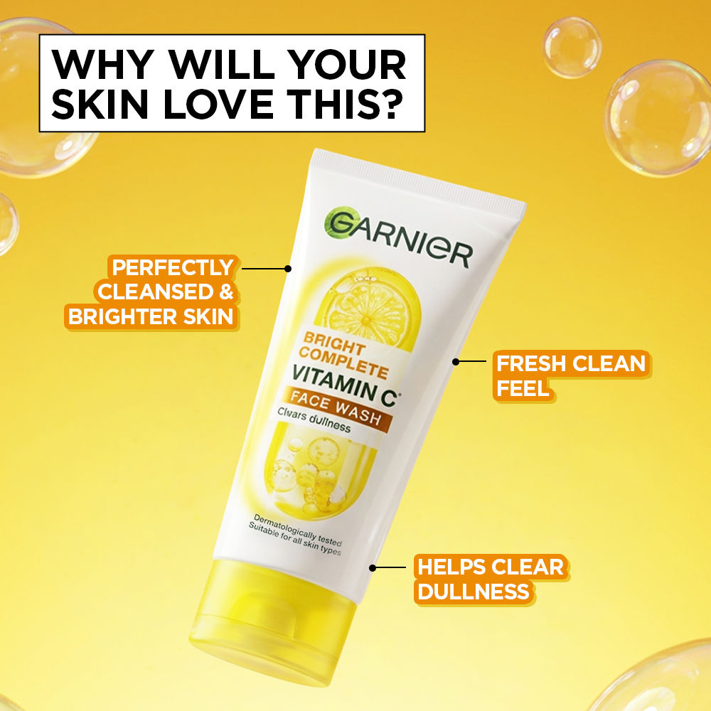 Garnier Vitamin C Face Wash for Brighter Skin Cleanses Skin & Removes Impurities