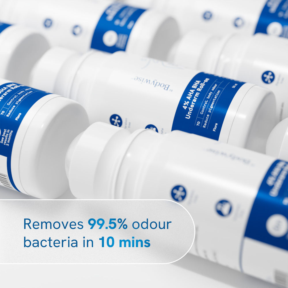 Be Bodywise 4% AHA BHA Underarm Roll On Deodorant Watermelon Fragrance - Treats Odour & Pigmentation