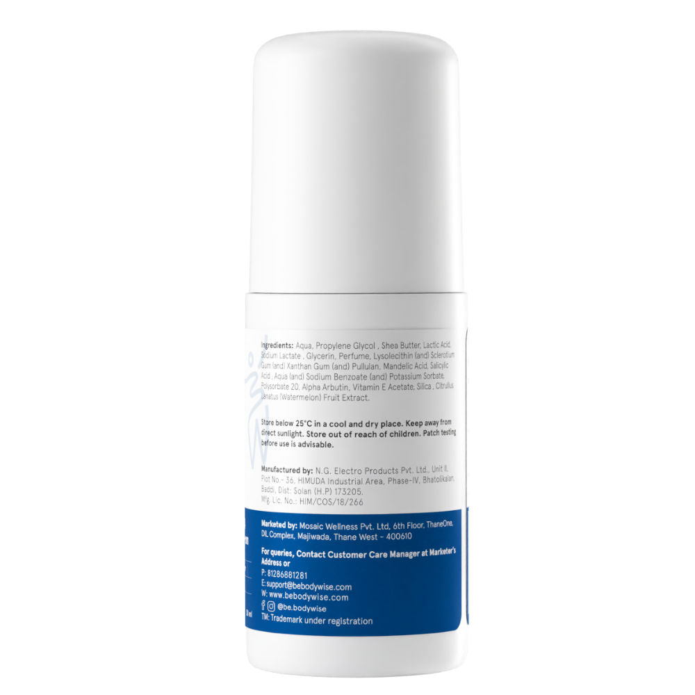 Be Bodywise 4% AHA BHA Underarm Roll On Deodorant Watermelon Fragrance - Treats Odour & Pigmentation