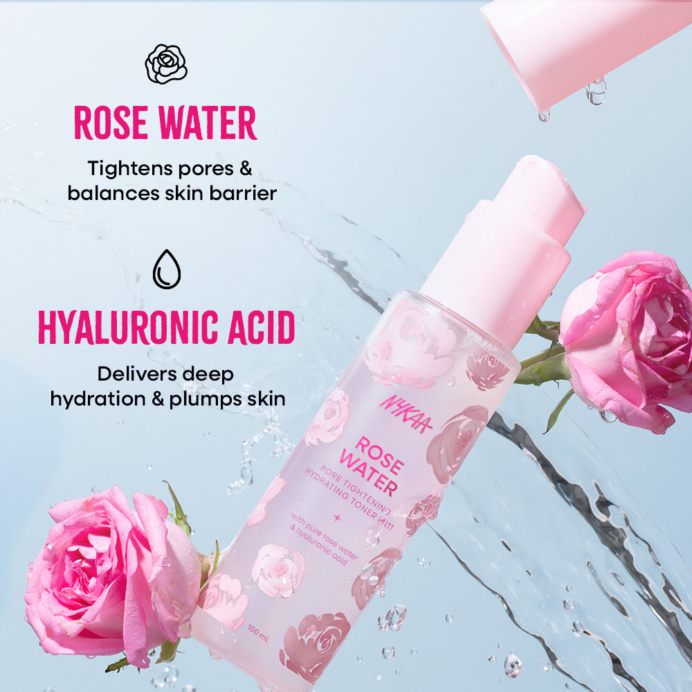 Nykaa Skin Rose Water Toner Mist with Hyaluronic Acid for Intense Hydration & Skin Barrier Repair