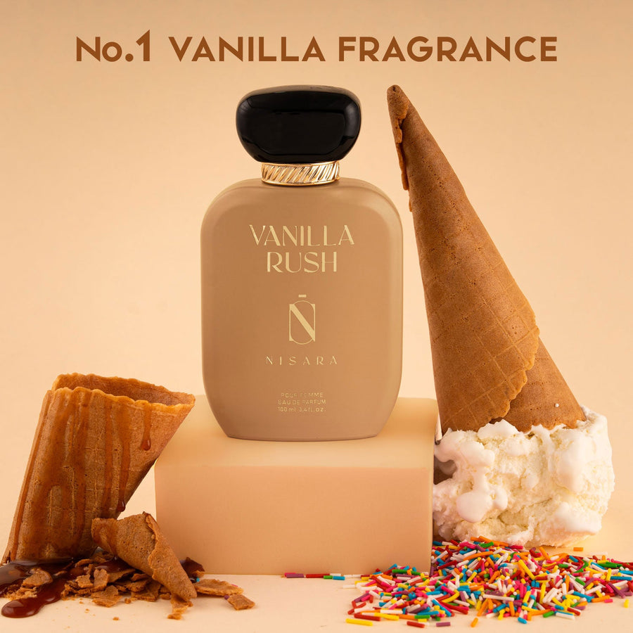NISARA Vanilla Rush - Perfume For Women,Eau De Parfum,Long Lasting Vanilla Amber & Caramel Fragrance