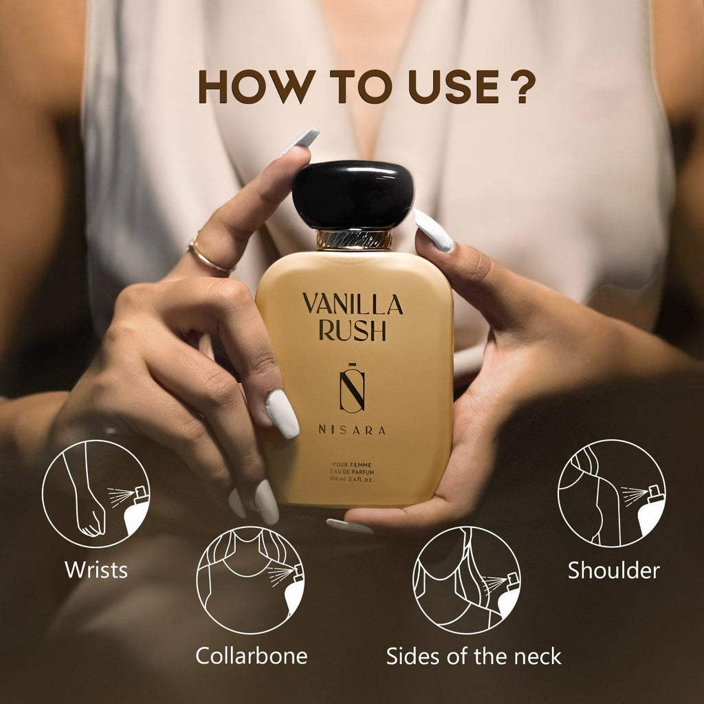 NISARA Vanilla Rush - Perfume For Women,Eau De Parfum,Long Lasting Vanilla Amber & Caramel Fragrance