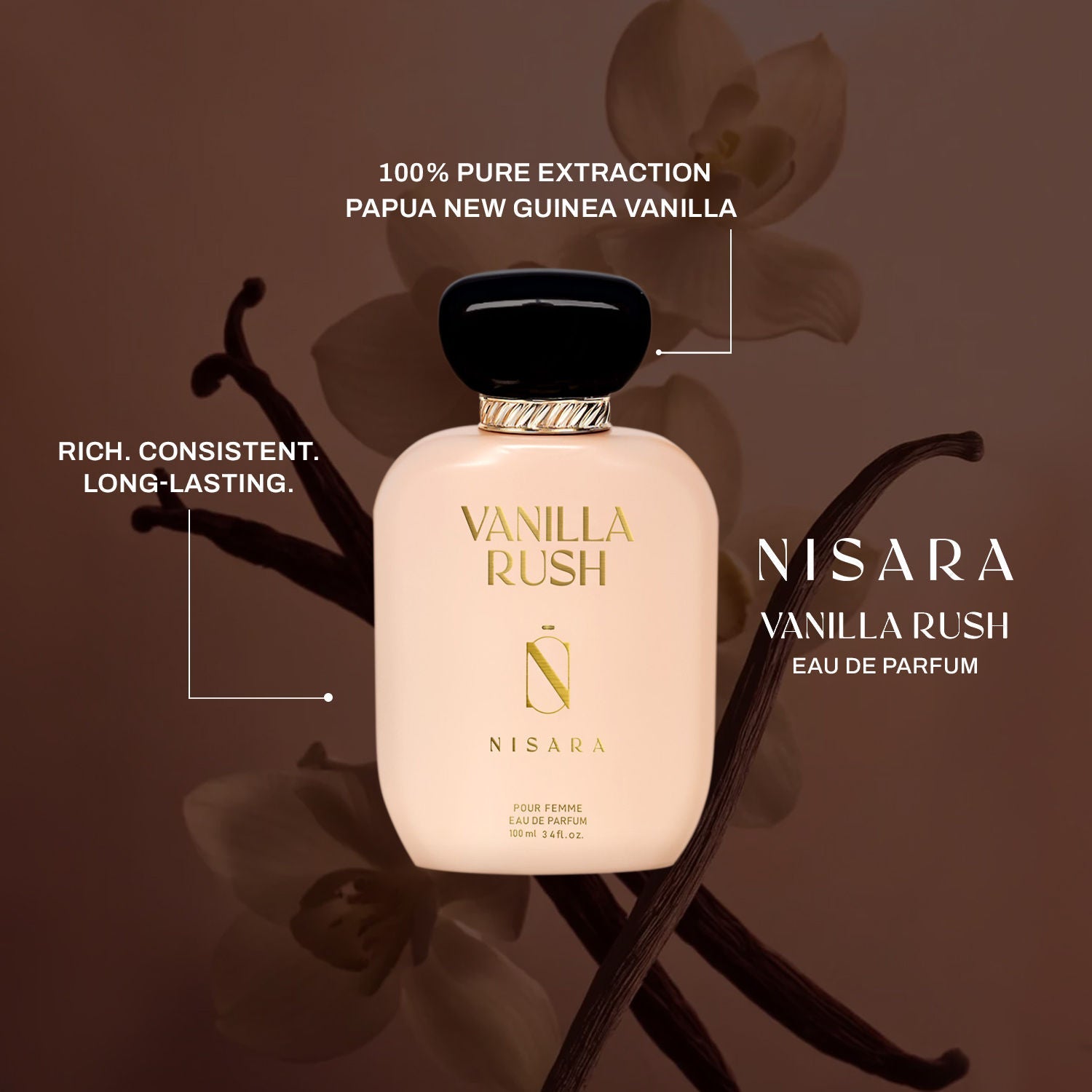 NISARA Vanilla Rush - Perfume For Women,Eau De Parfum,Long Lasting Vanilla Amber & Caramel Fragrance