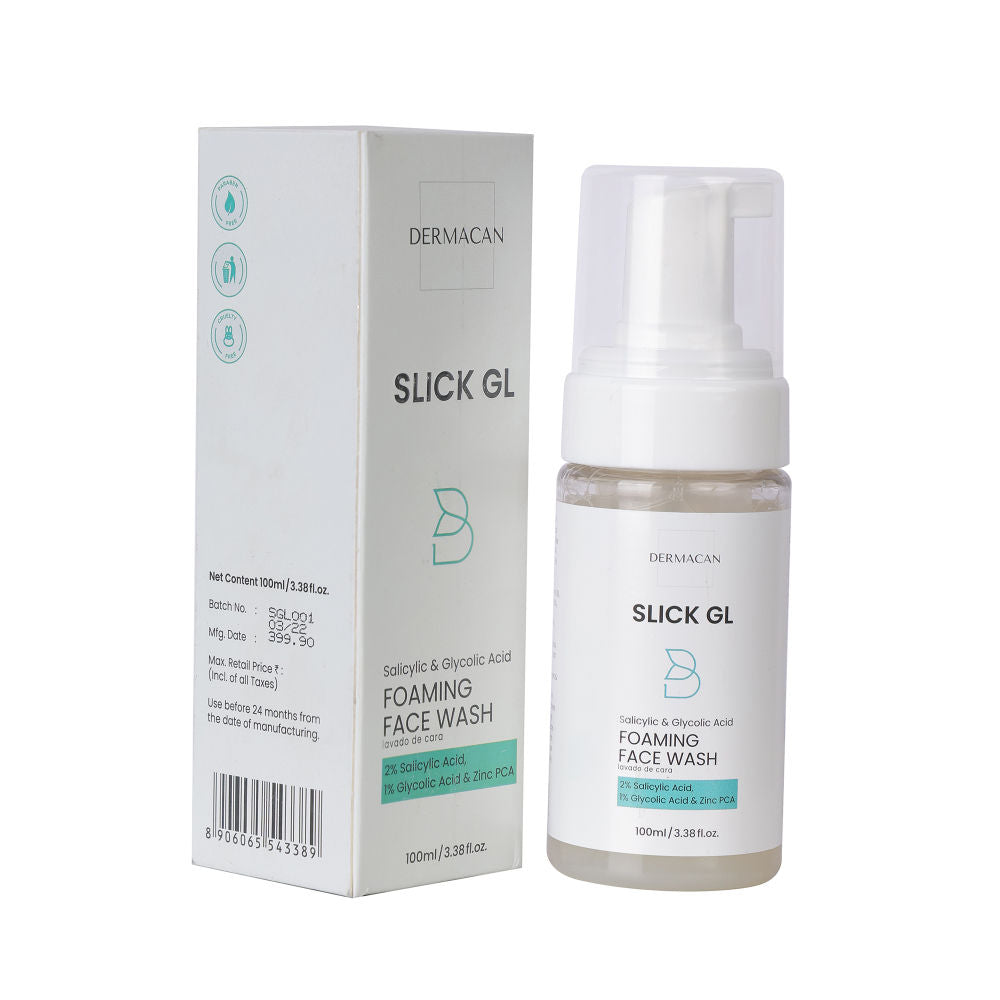 DERMACAN Slick-Gl Anti Acne Foaming Face Wash