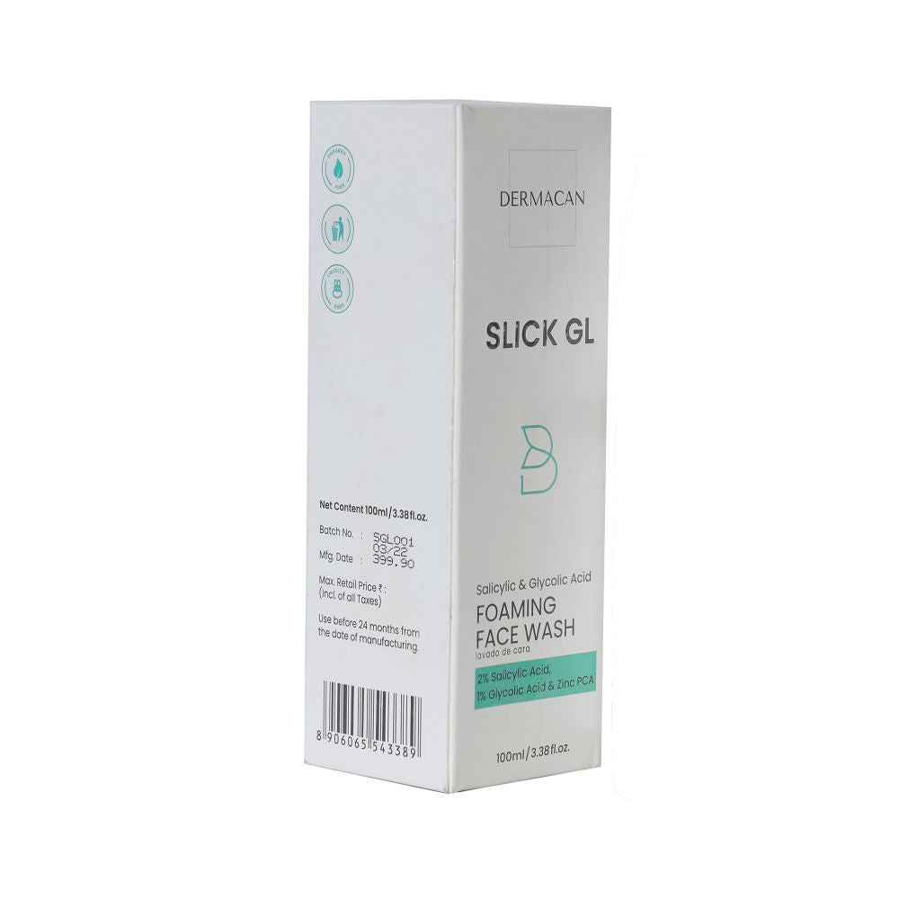 DERMACAN Slick-Gl Anti Acne Foaming Face Wash