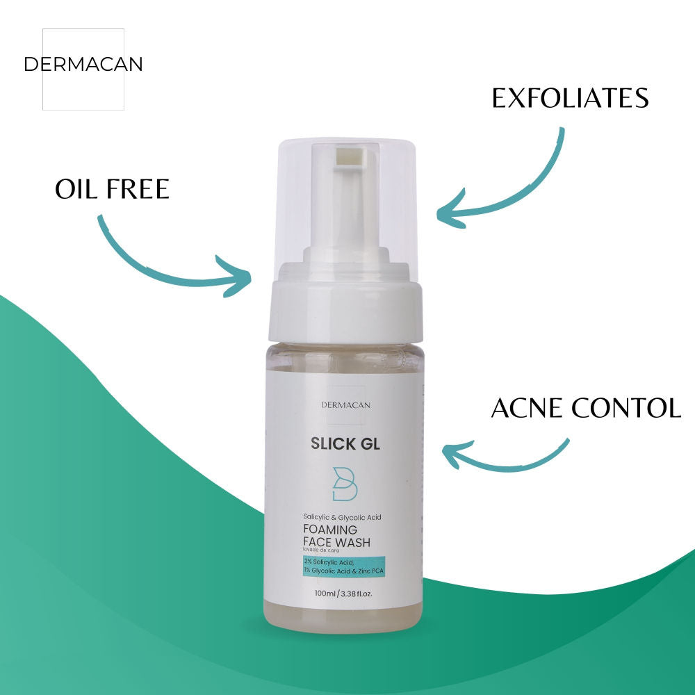 DERMACAN Slick-Gl Anti Acne Foaming Face Wash