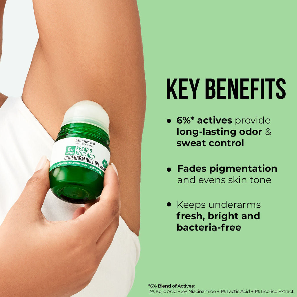 Dr. Sheth's 6% Actives Kesar & Kojic Acid Underarm Roll-On