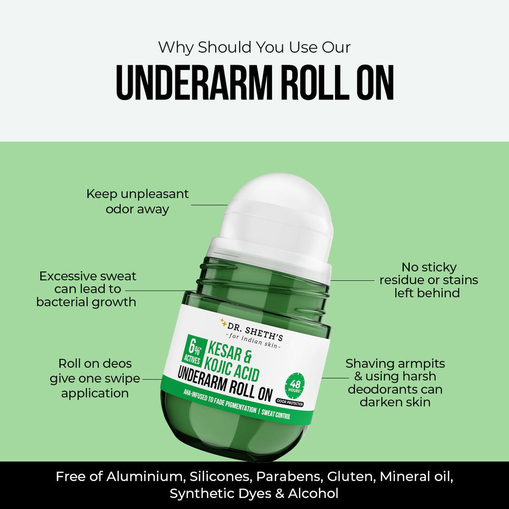 Dr. Sheth's 6% Actives Kesar & Kojic Acid Underarm Roll-On