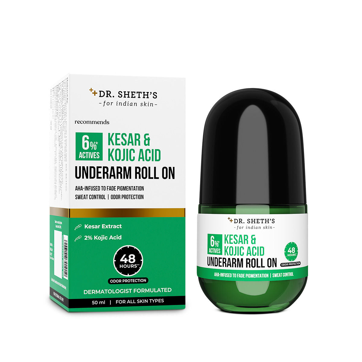 Dr. Sheth's 6% Actives Kesar & Kojic Acid Underarm Roll-On