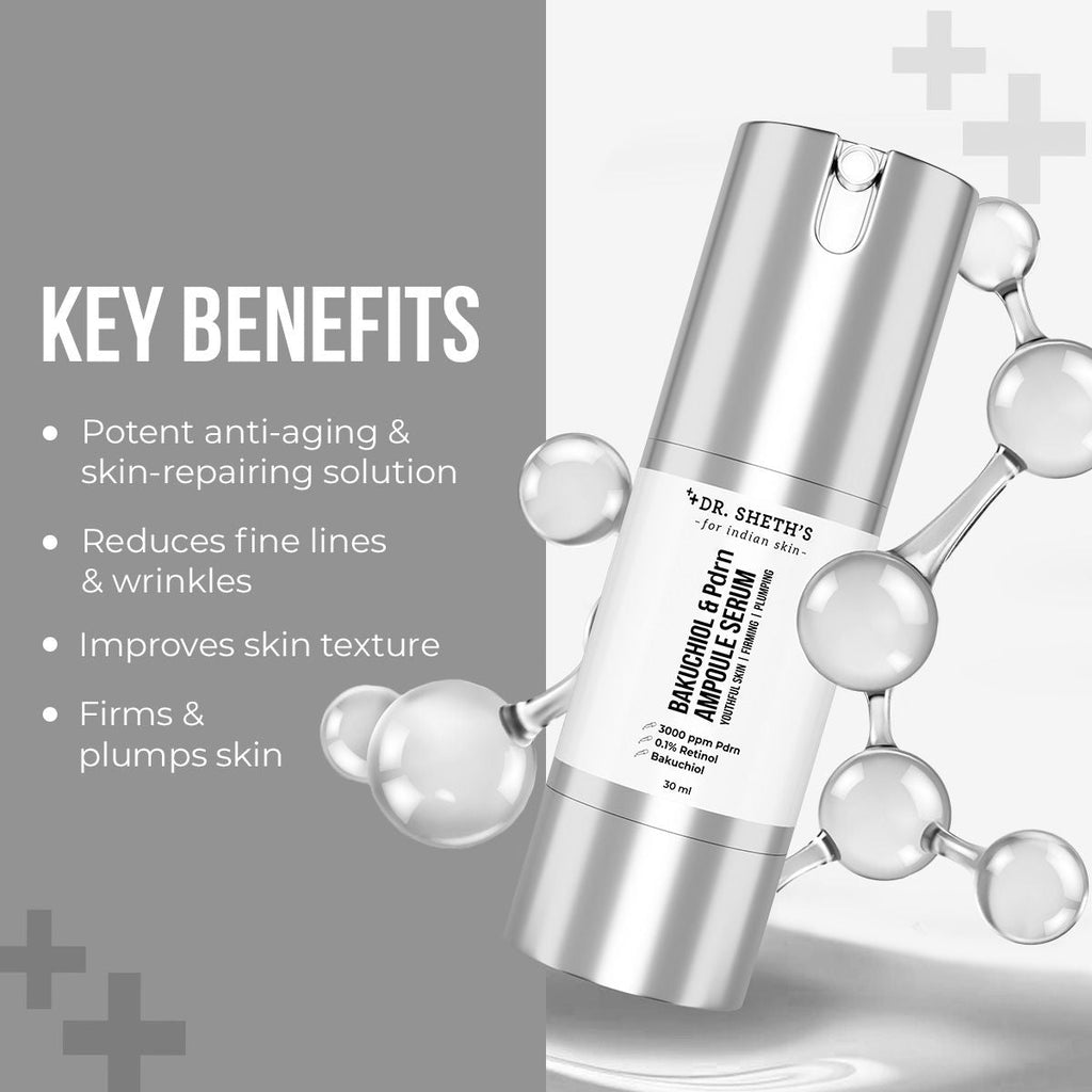 Dr. Sheth's Bakuchiol & PDRN Ampoule Serum Anti-Aging, Reduces Wrinkles, Fine Lines & Repairs Skin