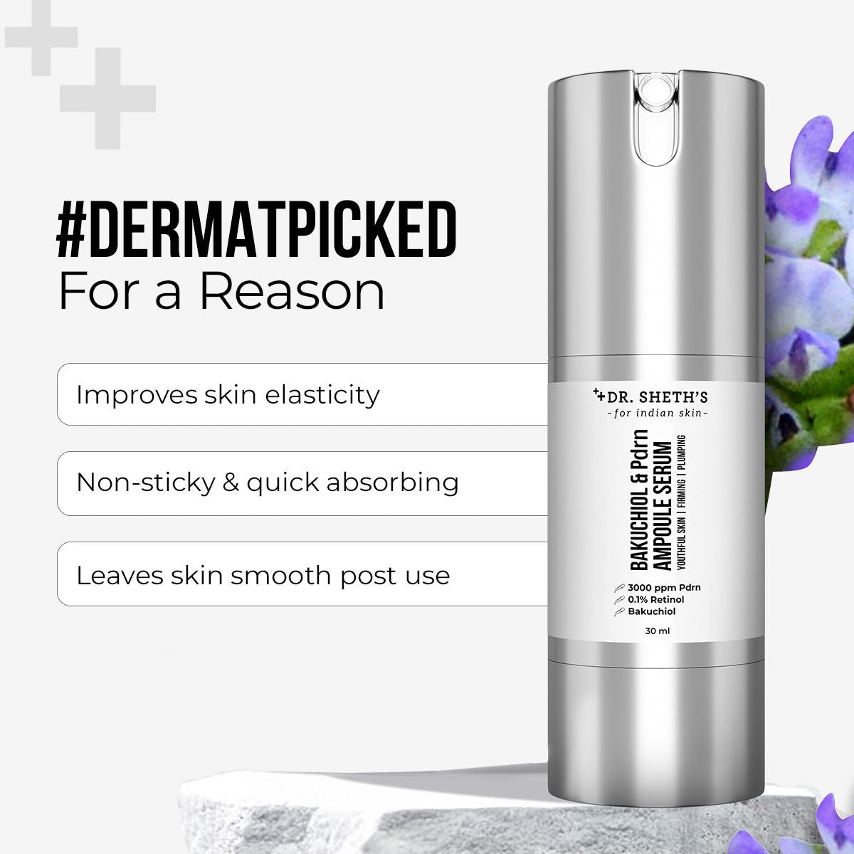 Dr. Sheth's Bakuchiol & PDRN Ampoule Serum Anti-Aging, Reduces Wrinkles, Fine Lines & Repairs Skin