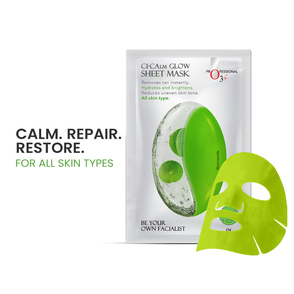 O3+ Ci-Calm Glow Sensitive Skin Sheet Mask with Ceramide for Barrier Repair & Anti Redness