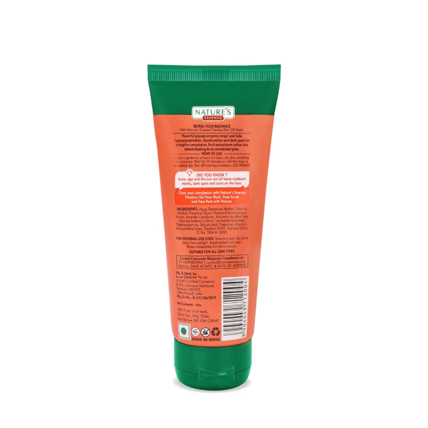 Nature's Essence Flawless Peel-Off Mask For Glowing Skin Papaya Face Mask