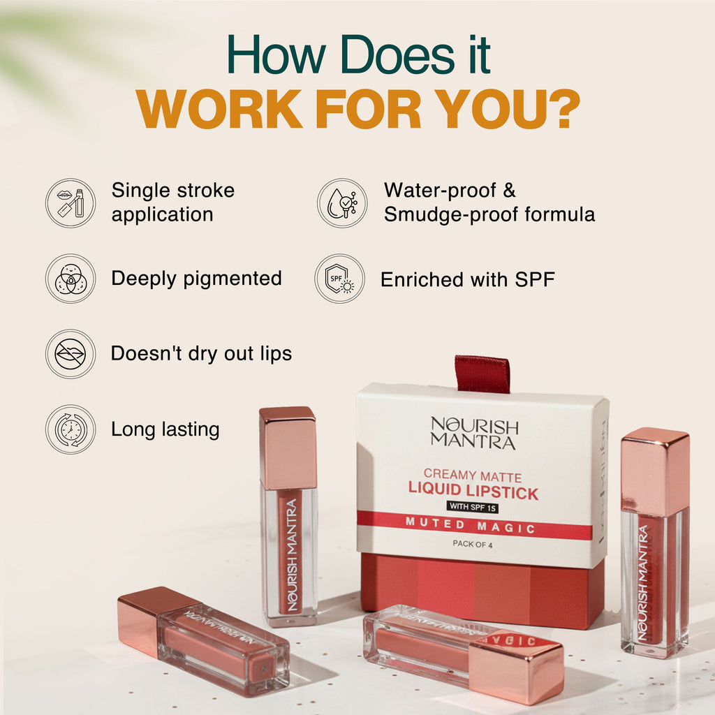 Nourish Mantra Liquid Lipstick Muted Magic Creamy Matte with SPF