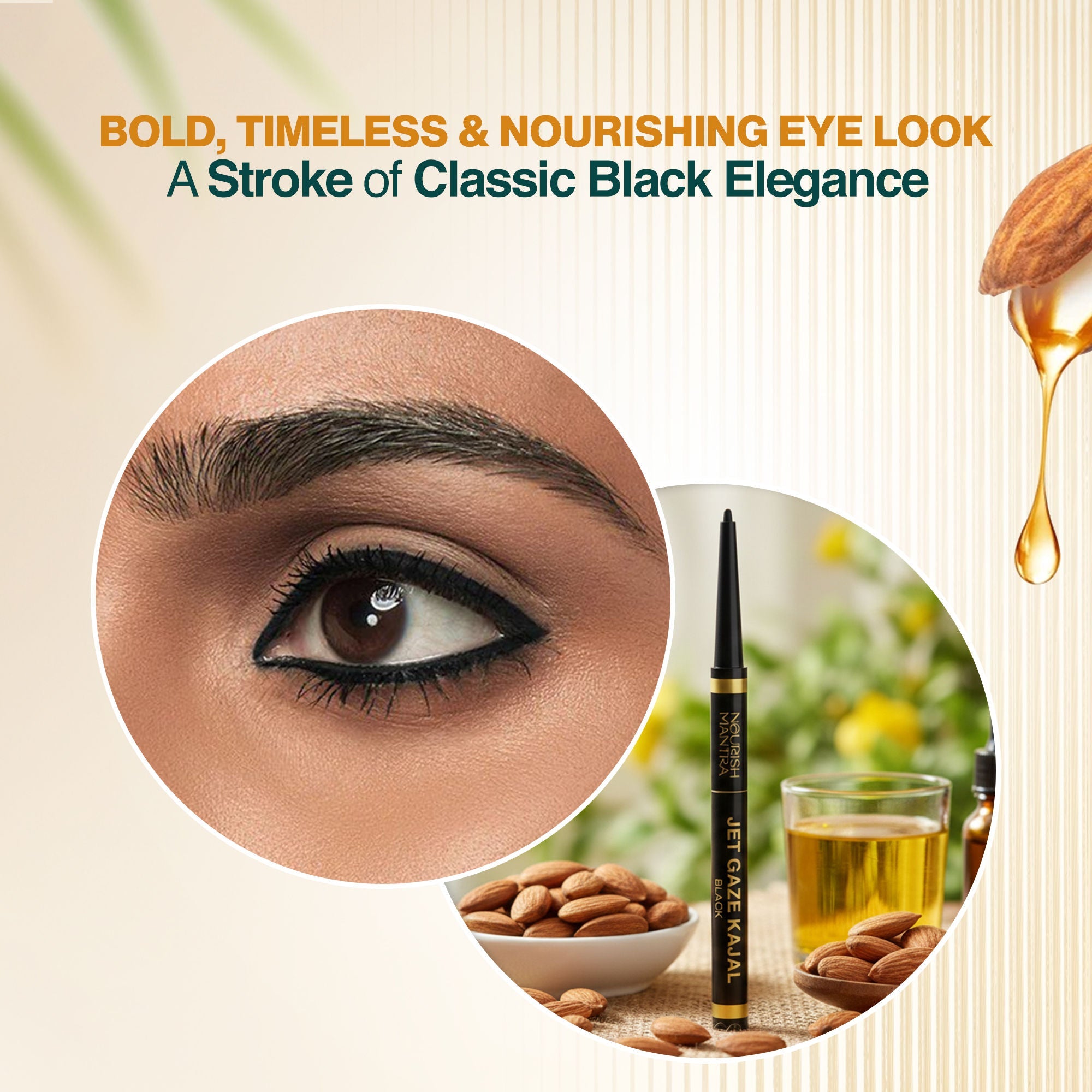 Nourish Mantra Jet Gaze Kajal Urban Rani - Blue with Almond Oil & Vitamin E