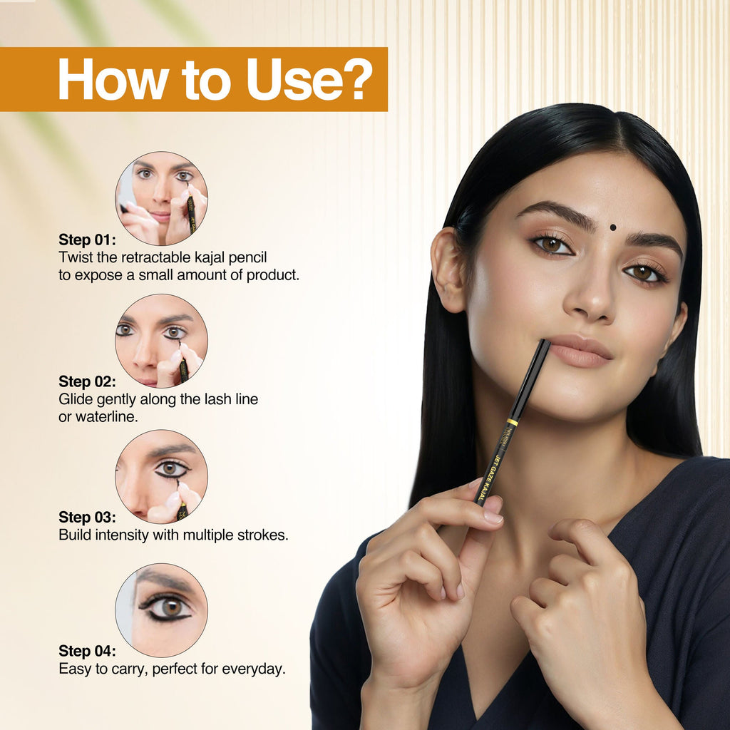 Nourish Mantra Jet Gaze Kajal Urban Rani - Blue with Almond Oil & Vitamin E