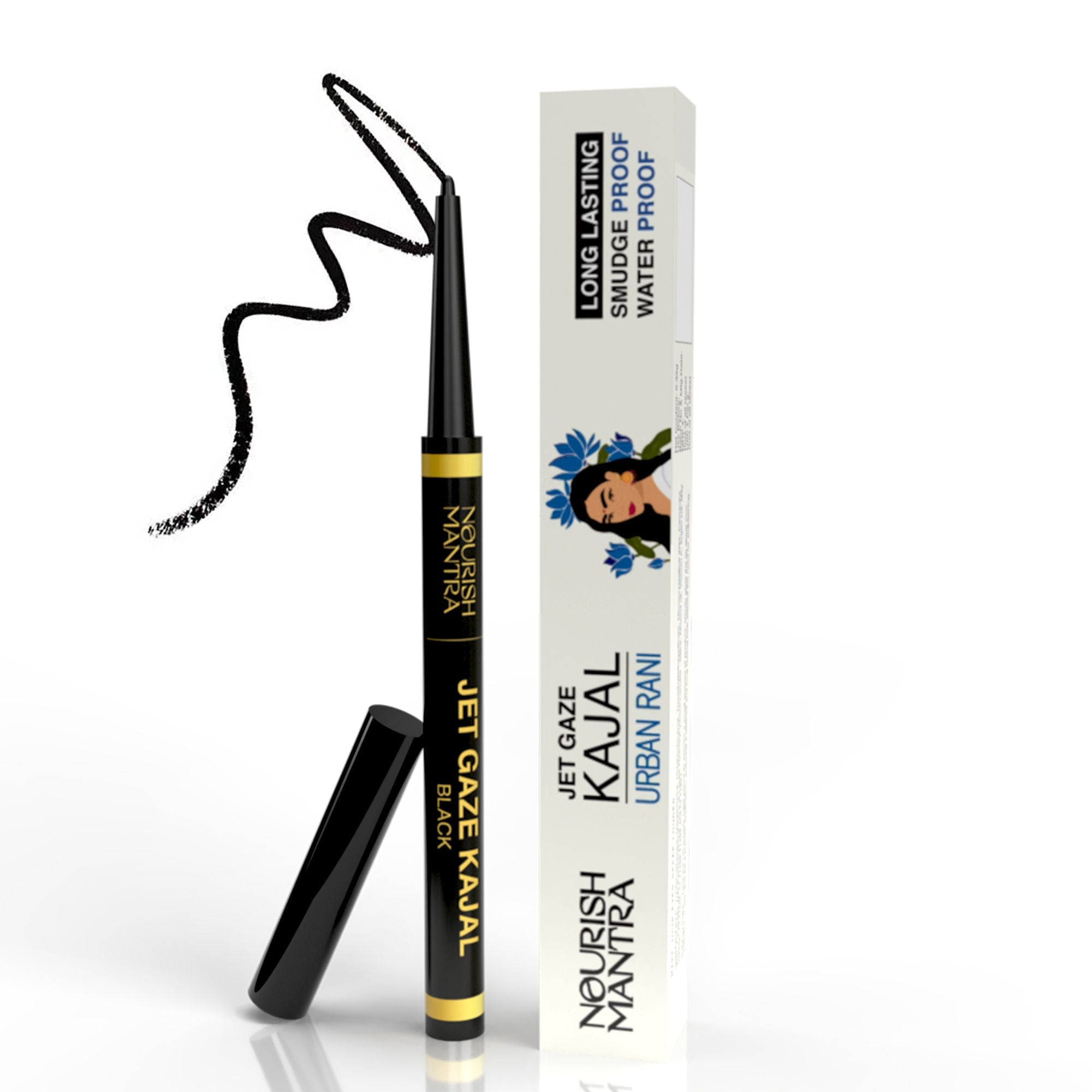 Nourish Mantra Jet Gaze Kajal Urban Rani - Blue with Almond Oil & Vitamin E