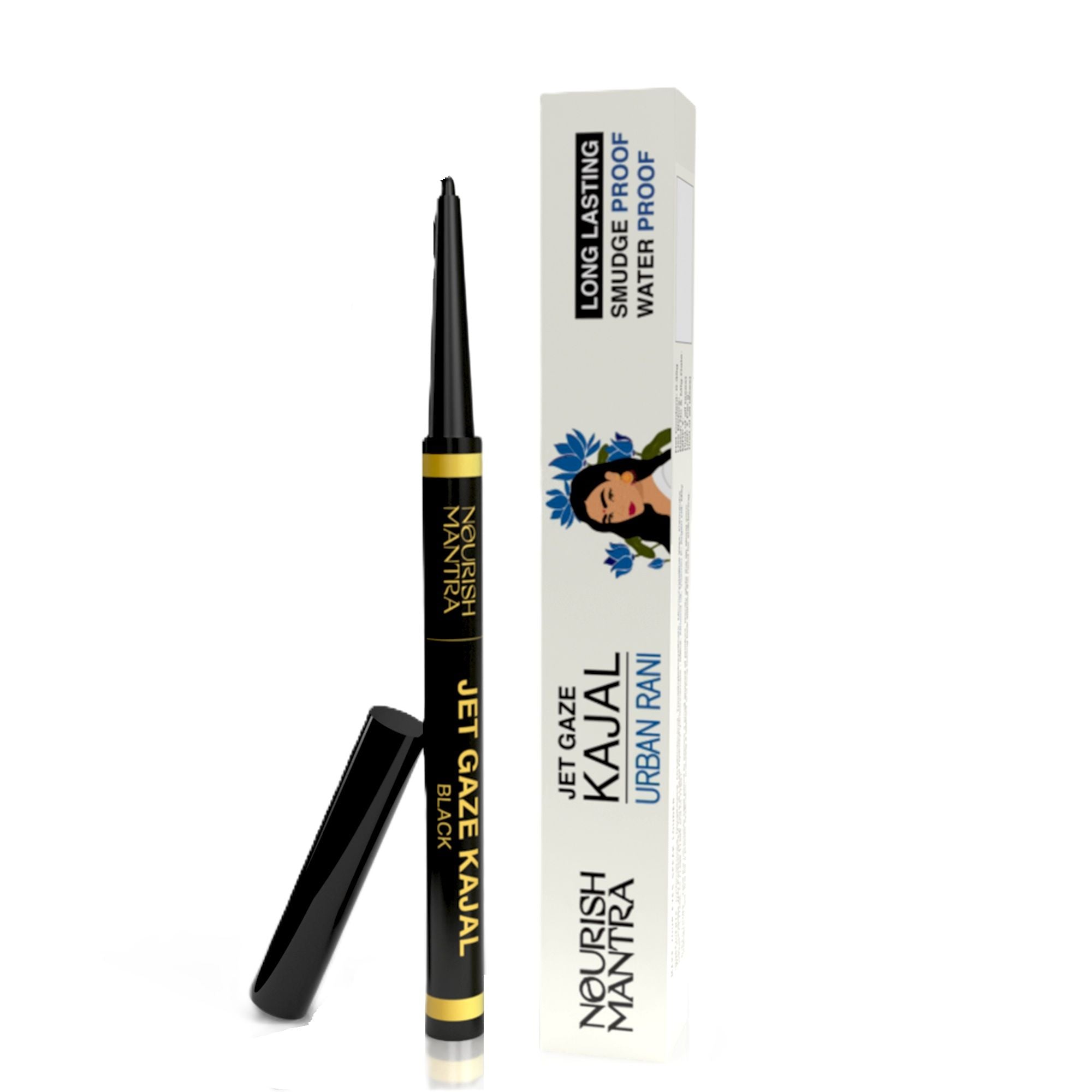 Nourish Mantra Jet Gaze Kajal Urban Rani - Blue with Almond Oil & Vitamin E